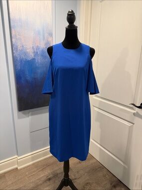 Calvin Klein Royal Blue Cold-Shoulder Shift Dress